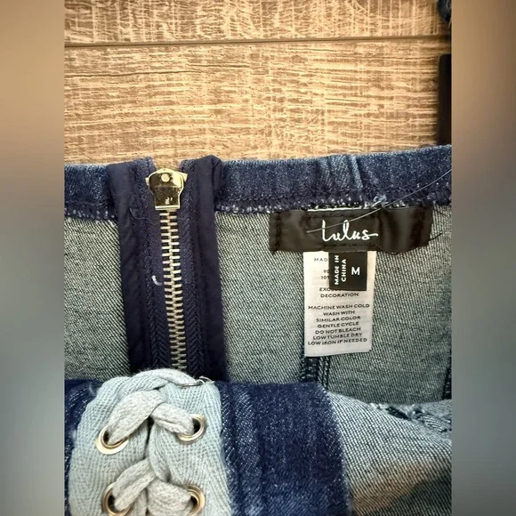 NWT Lulus Dark Wash Denim Cropped Cami Corset Medium - Picture 7 of 10